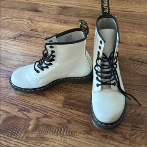 Dr. Martens White Boots with Black Laces